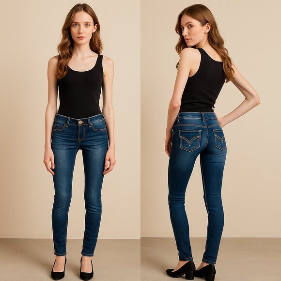 NO BOUNDARIES🌿 Women’s Low-Rise Skinny Jeans Dark Tint 👖✨ Sz 3 - Picture 1 of 16